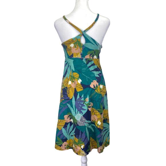 PATAGONIA Amber Dawn Dress Organic Jersey Athletic Strappy Tropical Print Sz XS - Picture 4 of 9